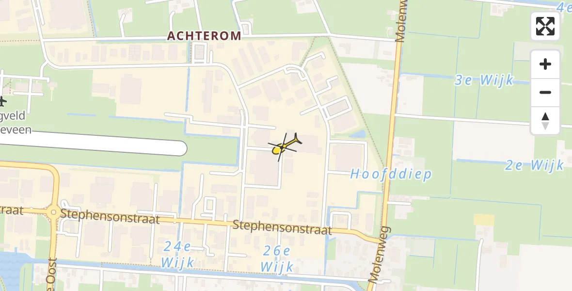 Routekaart van de vlucht: Politiehelikopter naar Vliegveld Hoogeveen