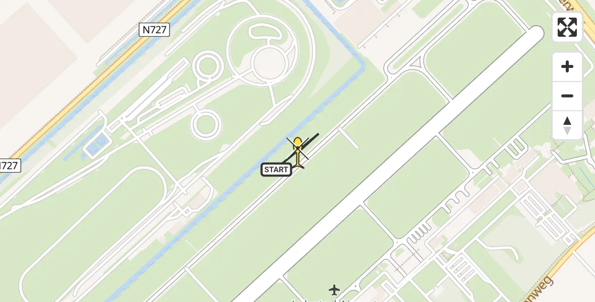 Routekaart van de vlucht: Politieheli naar Lelystad Airport, RDW-testbaan