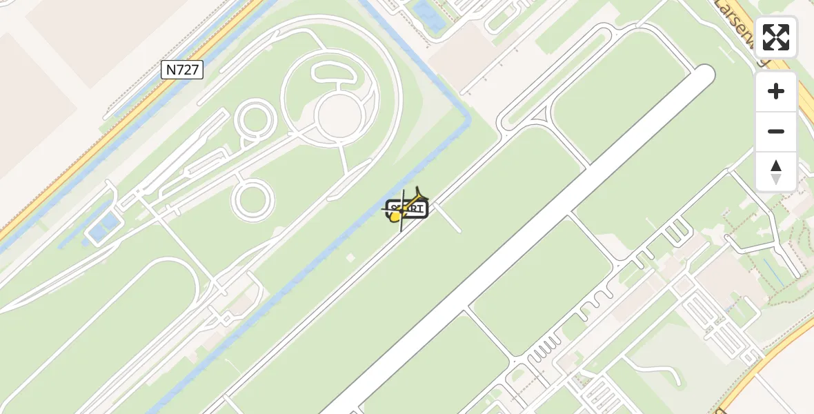 Routekaart van de vlucht: Politiehelikopter naar Lelystad Airport, RDW-testbaan