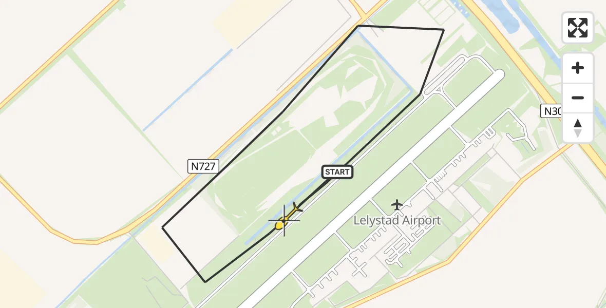 Routekaart van de vlucht: Politieheli naar Lelystad Airport, Anthony Fokkerweg