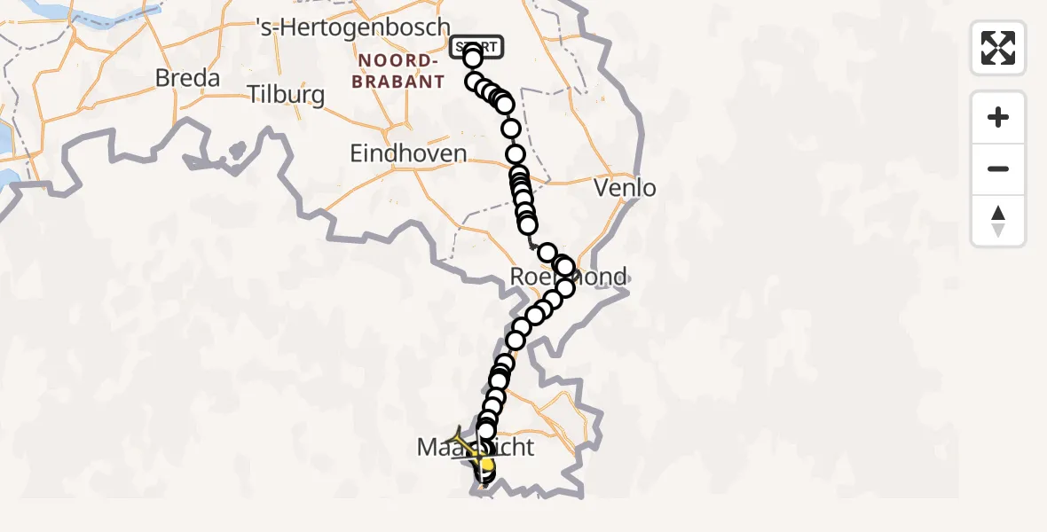 Routekaart van de vlucht: Politieheli naar Maastricht, Rouwstraat