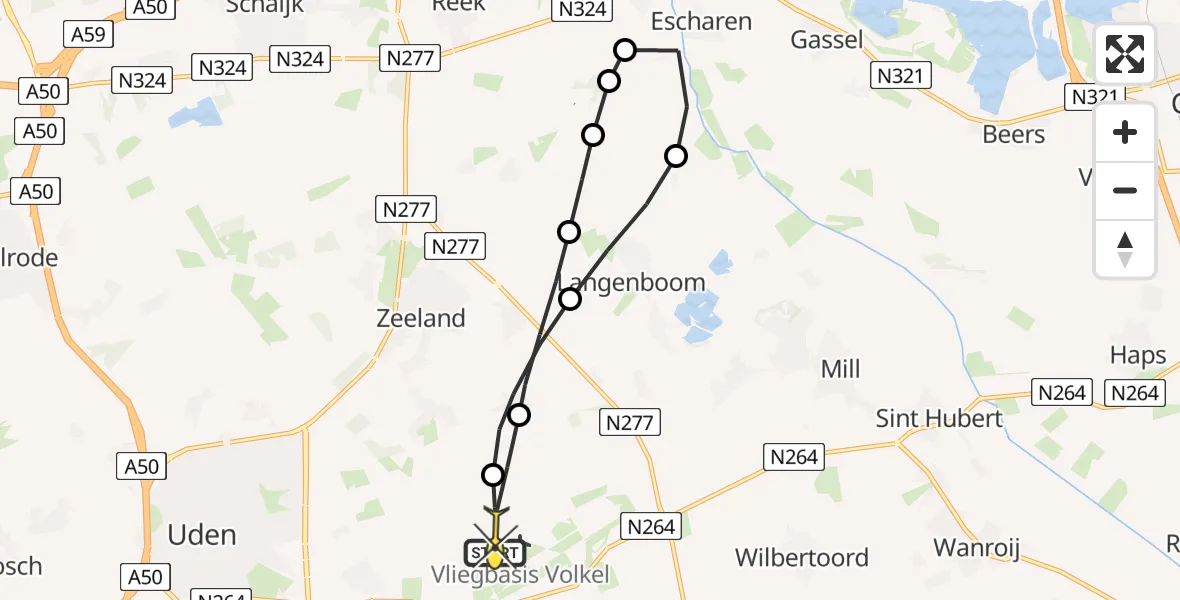 Routekaart van de vlucht: Lifeliner 3 naar Vliegbasis Volkel, Nieuweweg