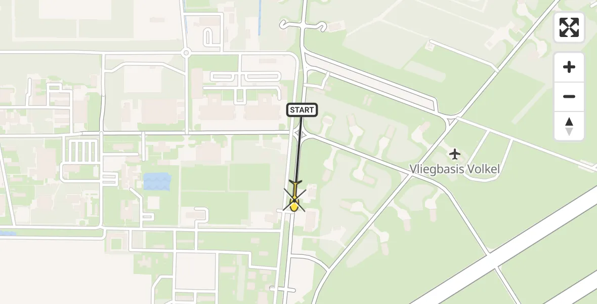 Routekaart van de vlucht: Lifeliner 3 naar Vliegbasis Volkel, Zeelandsedijk