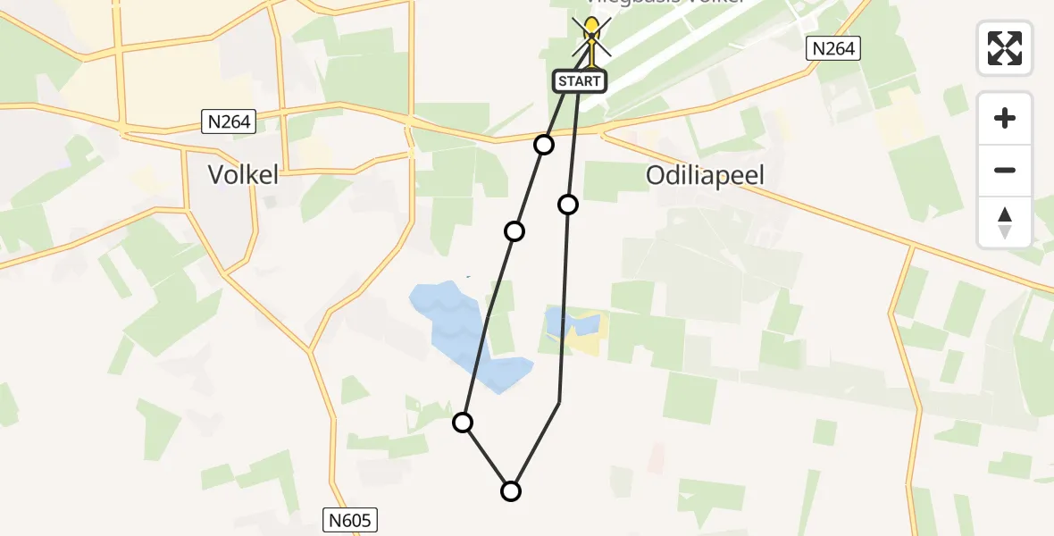 Routekaart van de vlucht: Lifeliner 3 naar Vliegbasis Volkel, Scheidingsweg
