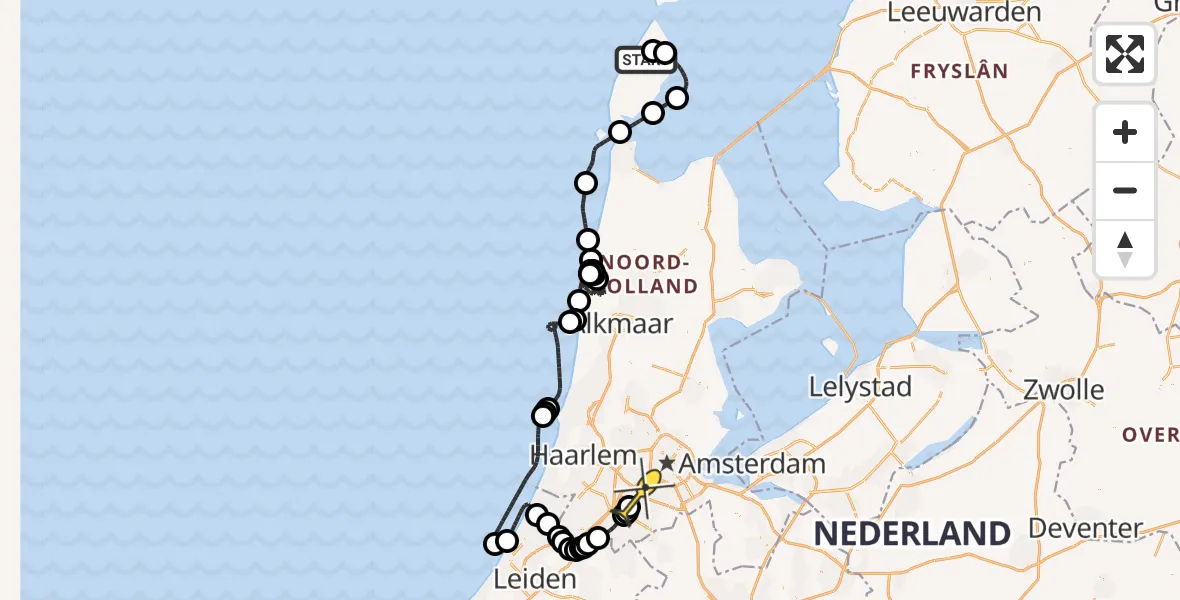 Routekaart van de vlucht: Politieheli naar Schiphol, Postweg