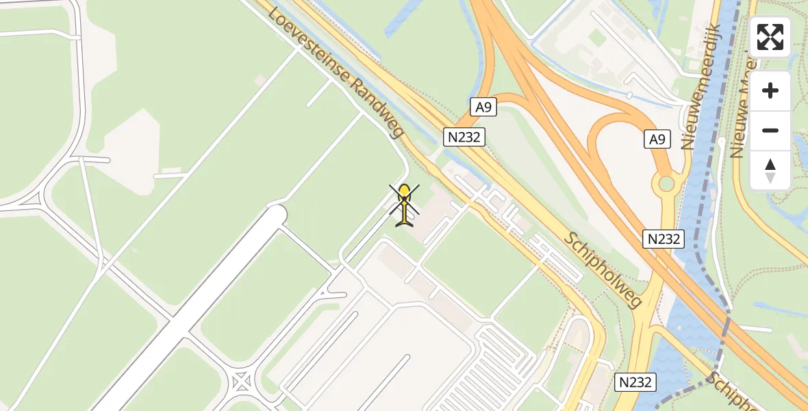 Routekaart van de vlucht: Politieheli naar Schiphol