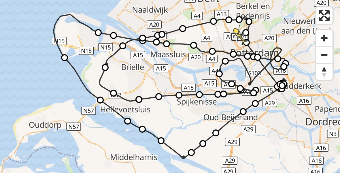 Routekaart van de vlucht: Politieheli naar Rotterdam The Hague Airport, Ada Lovelacestraat