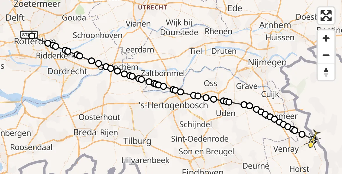 Routekaart van de vlucht: Lifeliner 2 naar Well, Copernicuslaan