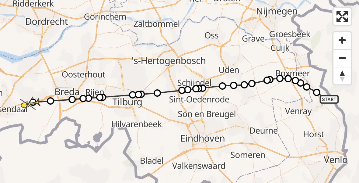 Routekaart van de vlucht: Lifeliner 2 naar St. Willebrord, Wezerweg