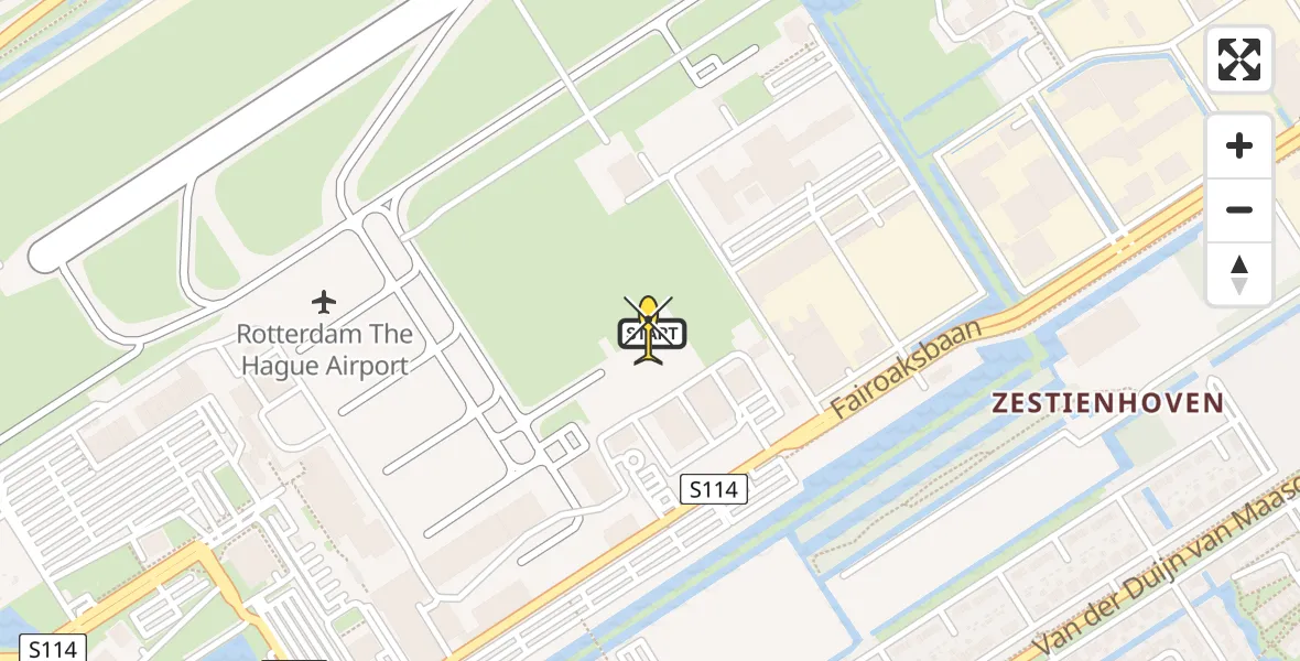 Routekaart van de vlucht: Politieheli naar Rotterdam The Hague Airport, Fairoaksbaan