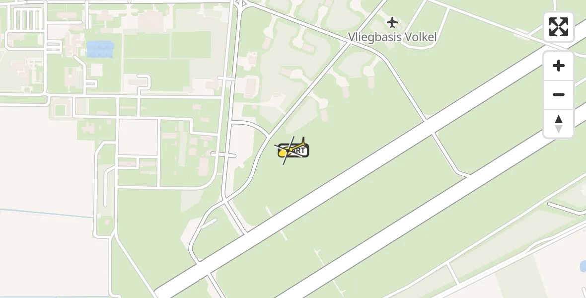 Routekaart van de vlucht: Politieheli naar Vliegbasis Volkel, Zeelandsedijk