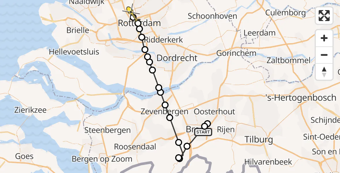 Routekaart van de vlucht: Lifeliner 2 naar Rotterdam The Hague Airport, Kapelstraat