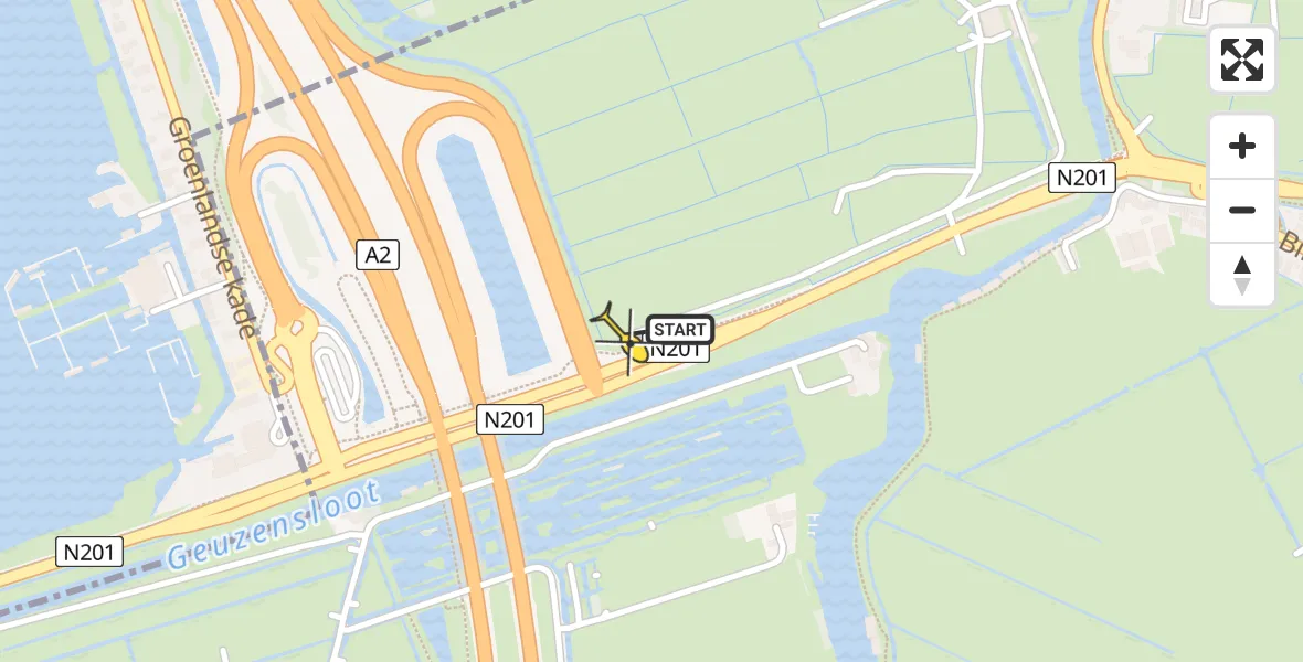 Routekaart van de vlucht: Lifeliner 1 naar Loenersloot, Provincialeweg