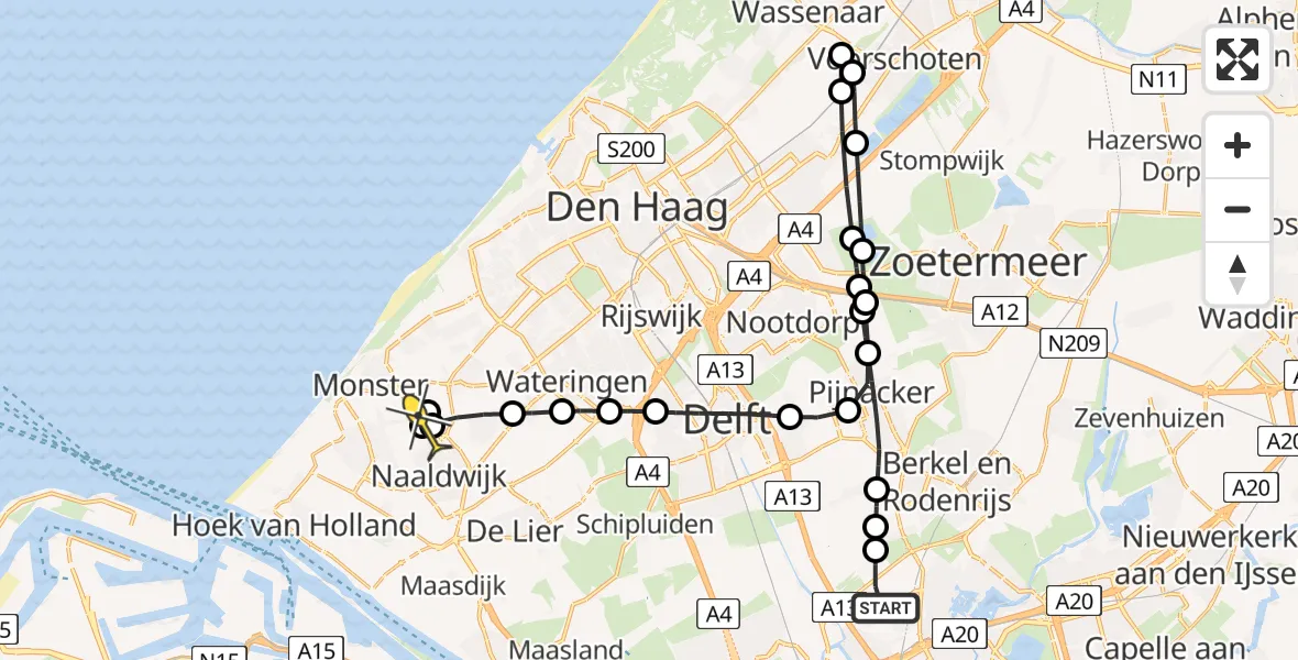 Routekaart van de vlucht: Lifeliner 2 naar Naaldwijk, Oude Bovendijk