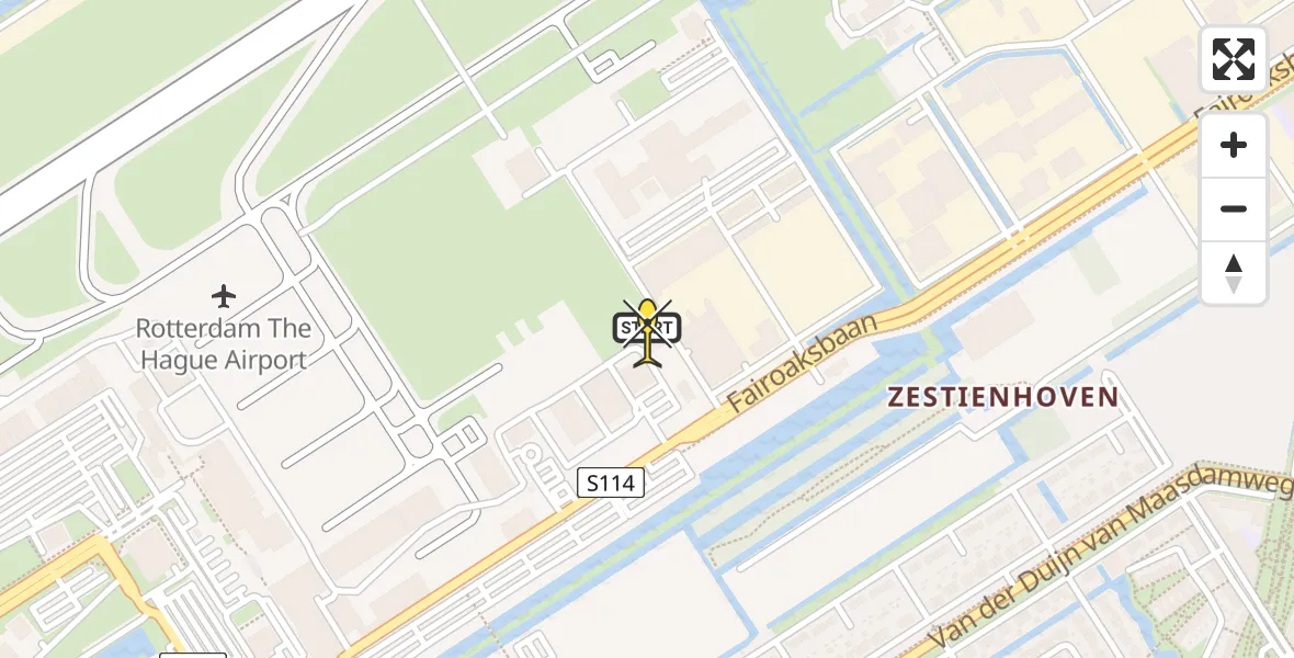 Routekaart van de vlucht: Lifeliner 2 naar Rotterdam The Hague Airport, Brandenburgbaan