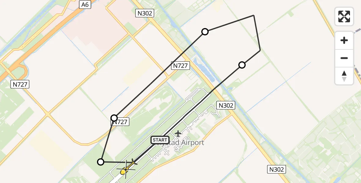 Routekaart van de vlucht: Politieheli naar Lelystad Airport, Talingweg