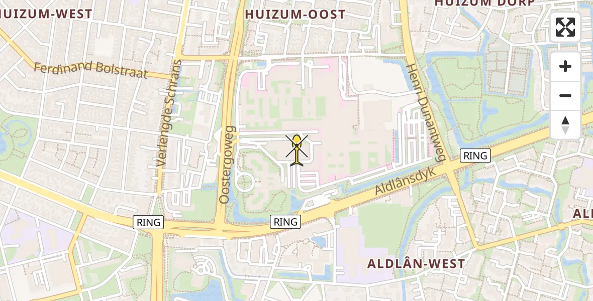 Routekaart van de vlucht: Ambulancehelikopter naar Leeuwarden