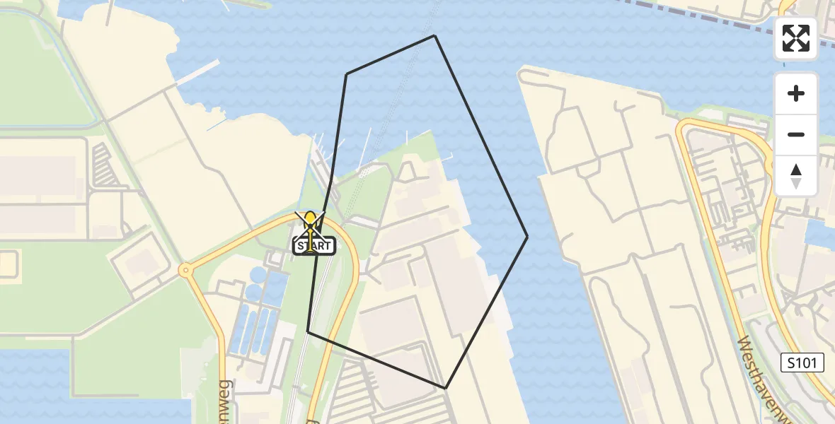 Routekaart van de vlucht: Lifeliner 1 naar Amsterdam Heliport, Hornweg