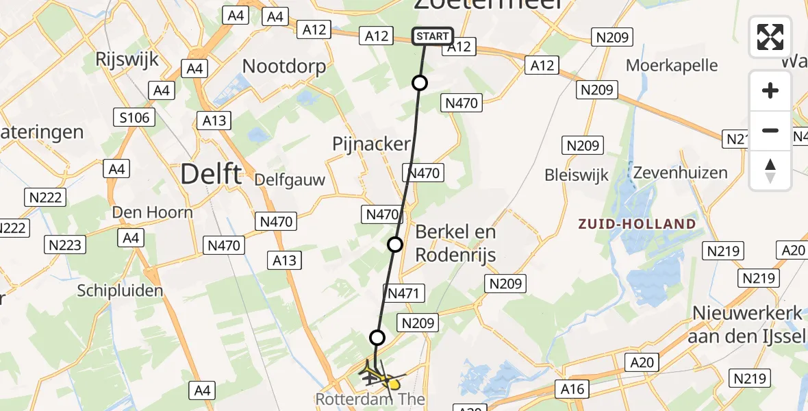 Routekaart van de vlucht: Lifeliner 2 naar Rotterdam The Hague Airport, Katwijkerlaan