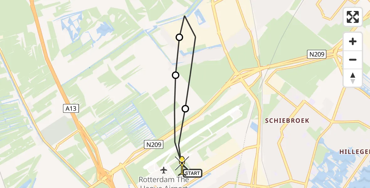 Routekaart van de vlucht: Lifeliner 2 naar Rotterdam The Hague Airport, A16 Rotterdam