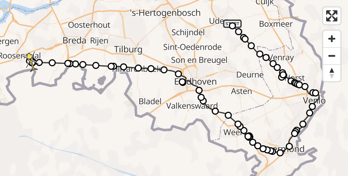 Routekaart van de vlucht: Politieheli naar Schijf, Vogelstraat