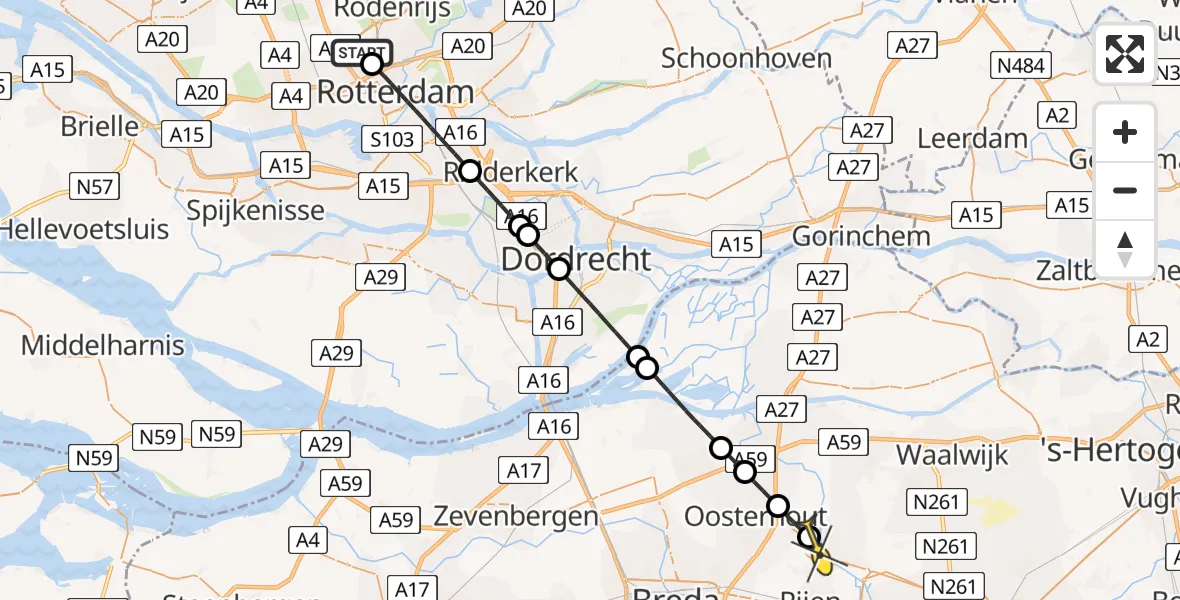 Routekaart van de vlucht: Lifeliner 2 naar Dongen, Van Leeuwenhoekhof