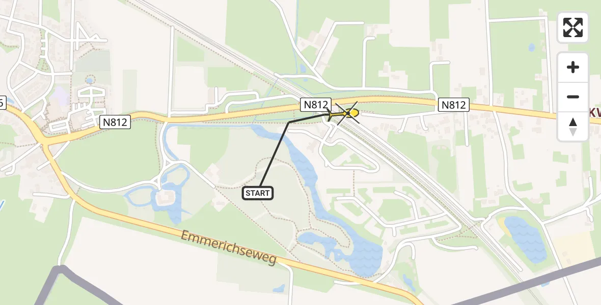 Routekaart van de vlucht: Lifeliner 3 naar Babberich, Beekseweg