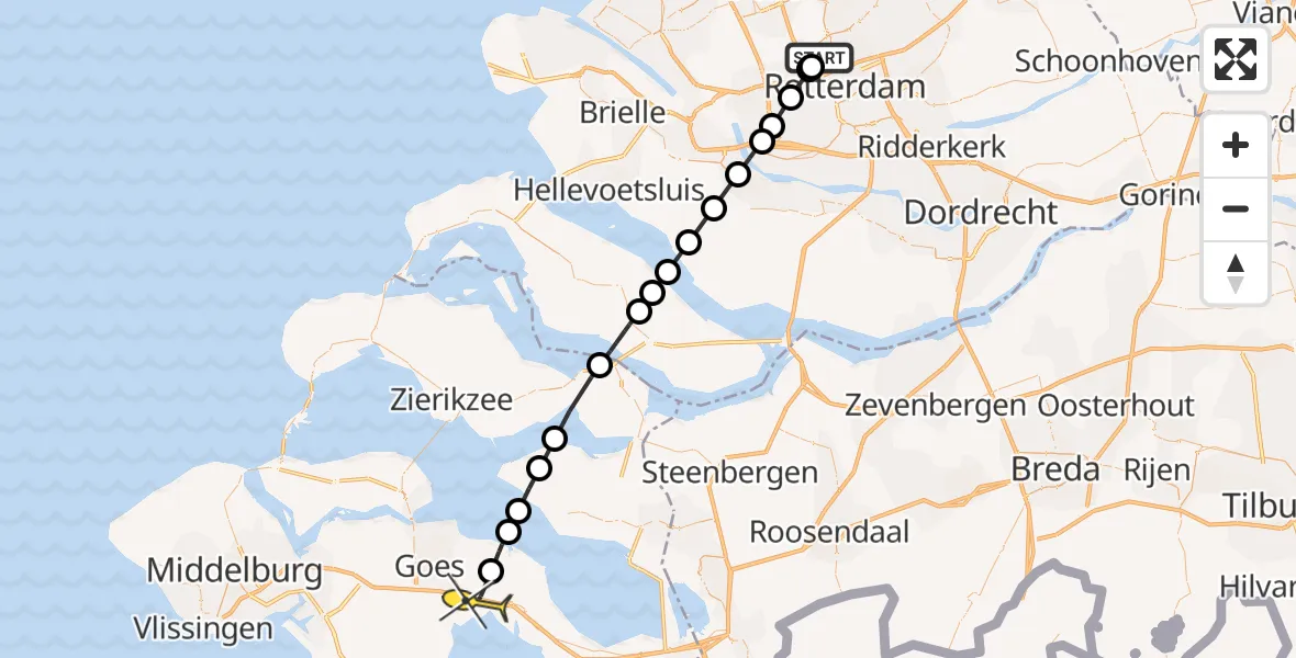 Routekaart van de vlucht: Lifeliner 2 naar Kapelle, Albert Cuijpstraat