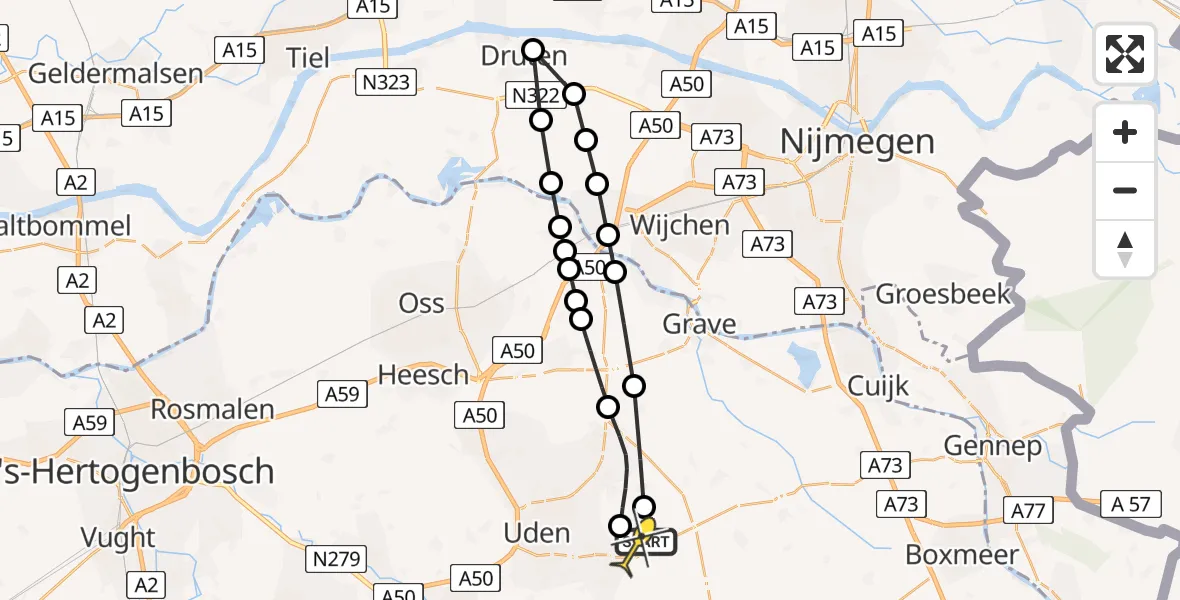 Routekaart van de vlucht: Lifeliner 3 naar Vliegbasis Volkel, Millsebaan