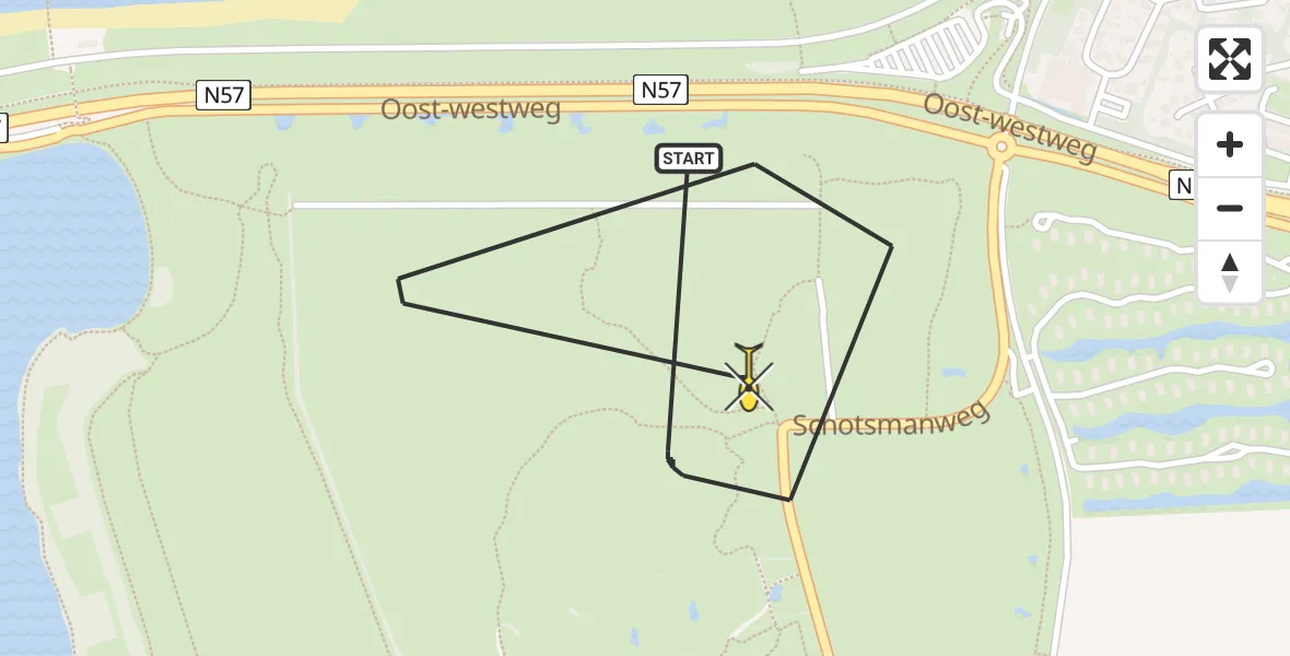 Routekaart van de vlucht: Kustwachthelikopter naar Kamperland, Schotsmanweg