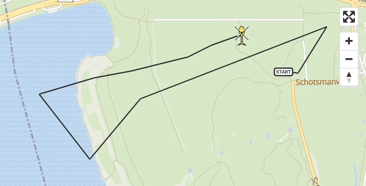 Routekaart van de vlucht: Kustwachthelikopter naar Kamperland, Schotsman