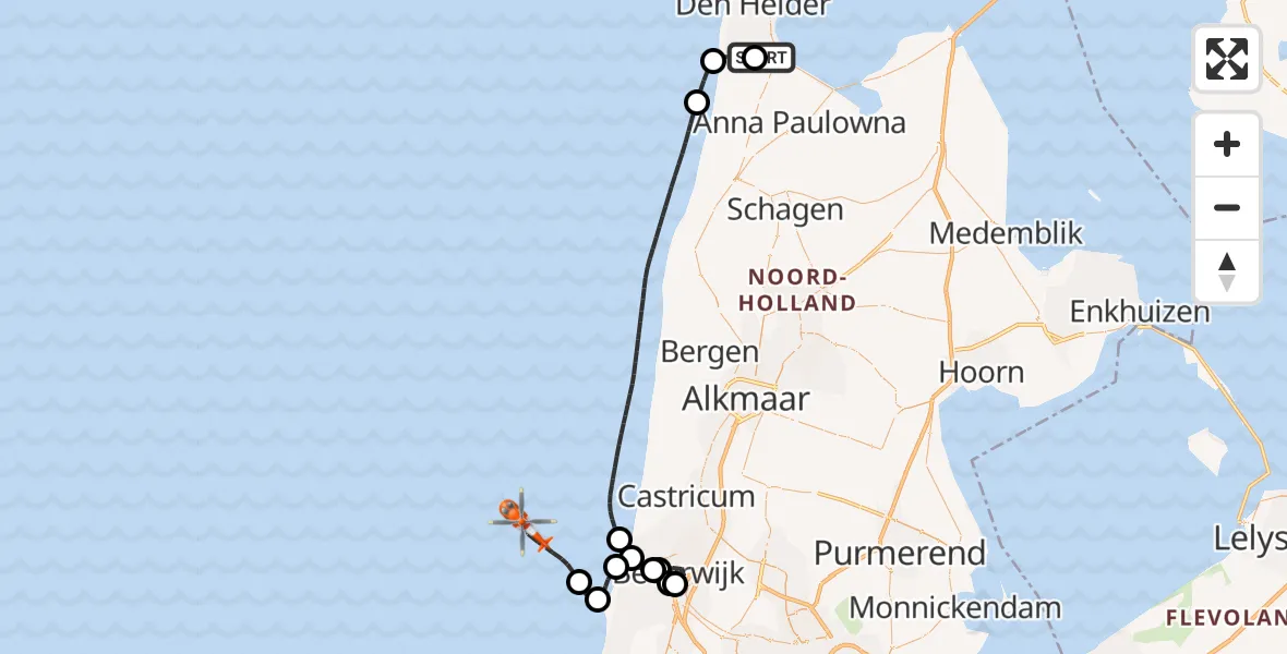 Vluchtroute Kustwachthelikopter Vliegveld De Kooy - , 18 oktober 2025, 14:50