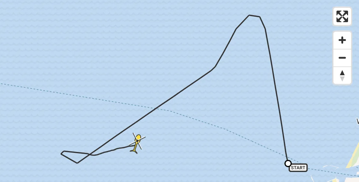 Routekaart van de vlucht: Kustwachthelikopter naar 