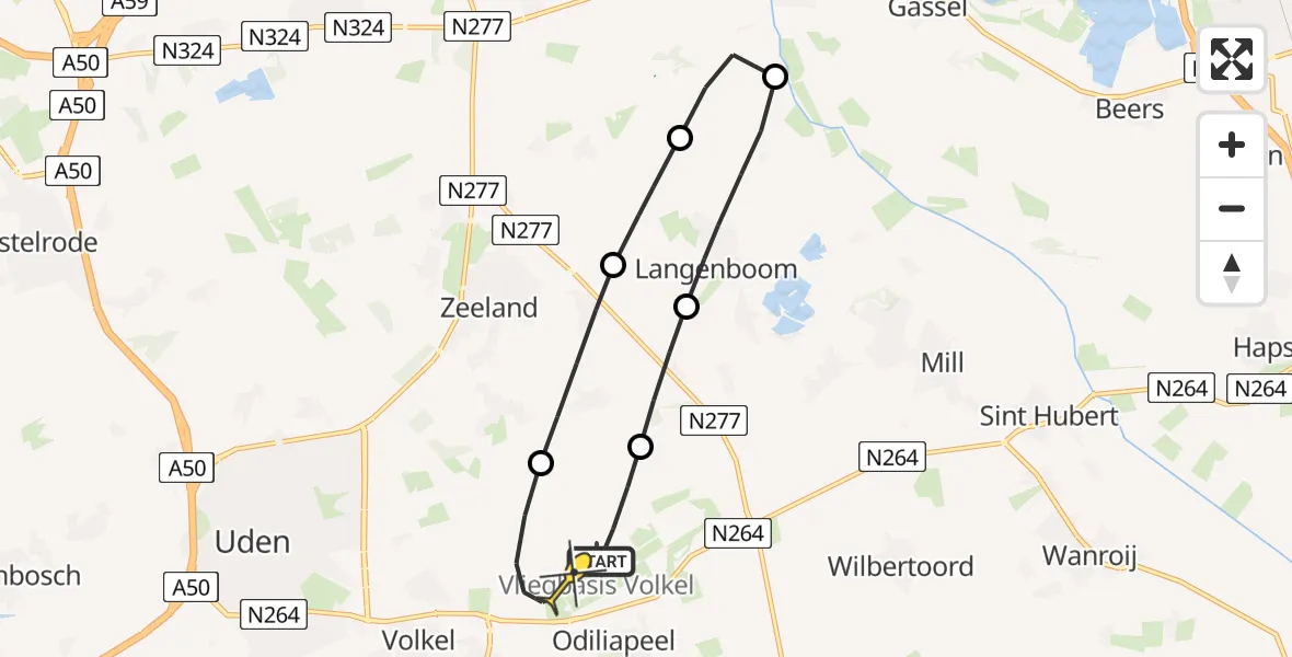 Routekaart van de vlucht: Lifeliner 3 naar Vliegbasis Volkel, Houtvennen