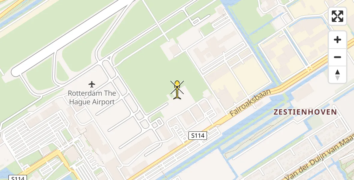 Routekaart van de vlucht: Politieheli naar Rotterdam The Hague Airport