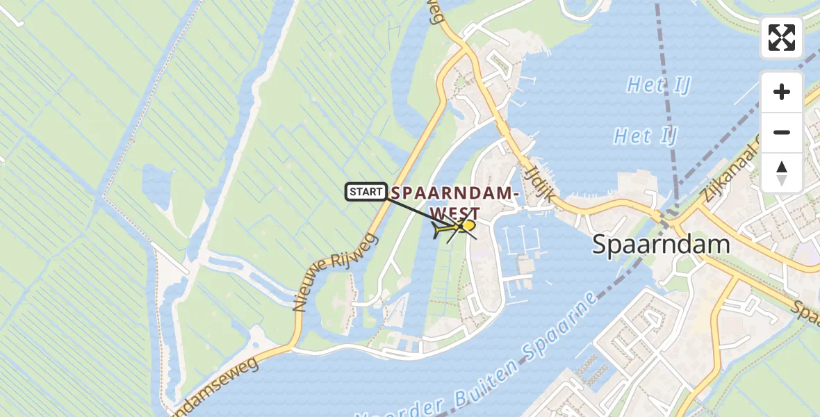 Routekaart van de vlucht: Lifeliner 1 naar Spaarndam gem. Haarlem, Pol