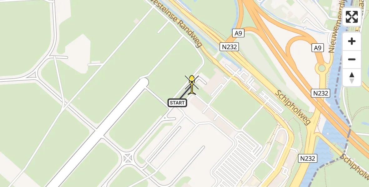 Routekaart van de vlucht: Politieheli naar Schiphol, Loevesteinse Randweg