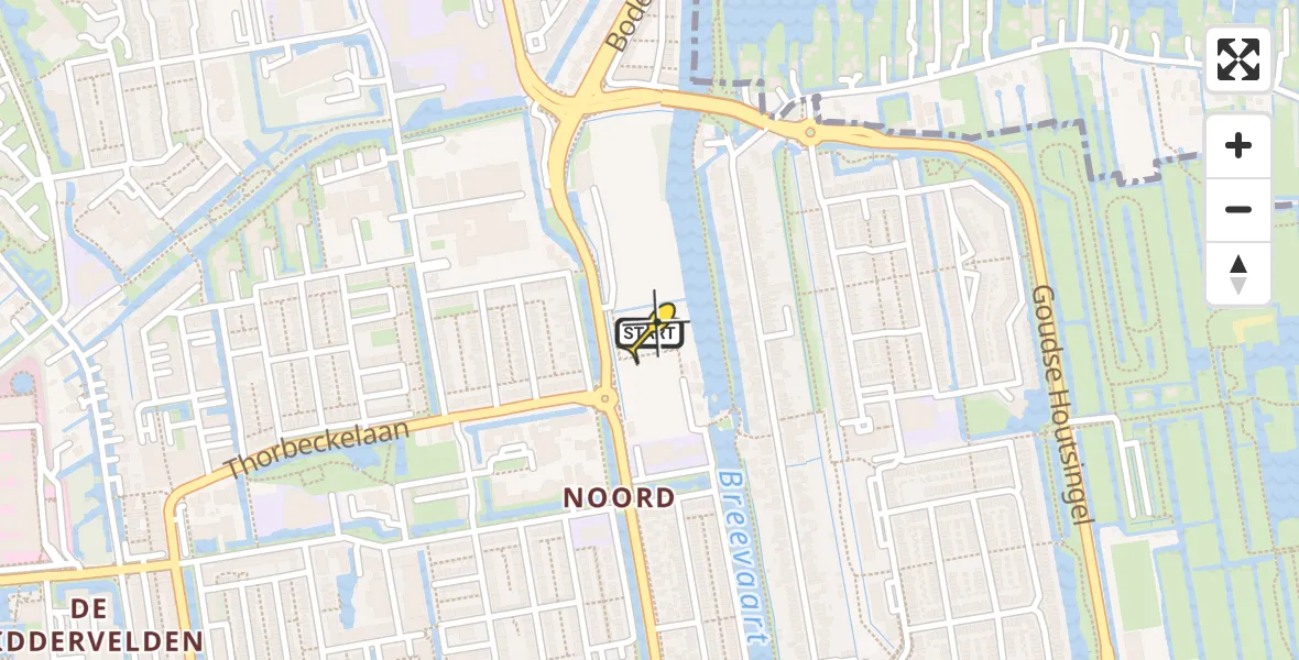 Routekaart van de vlucht: Lifeliner 2 naar Gouda, Bodegraafsestraatweg