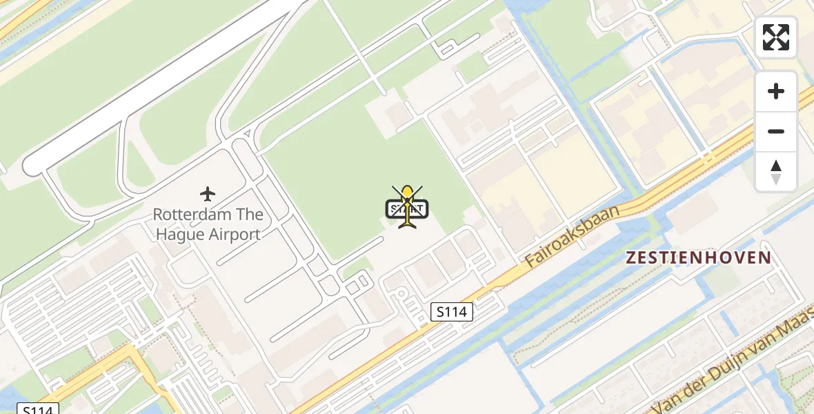 Routekaart van de vlucht: Politieheli naar Rotterdam The Hague Airport, Fairoaksbaan