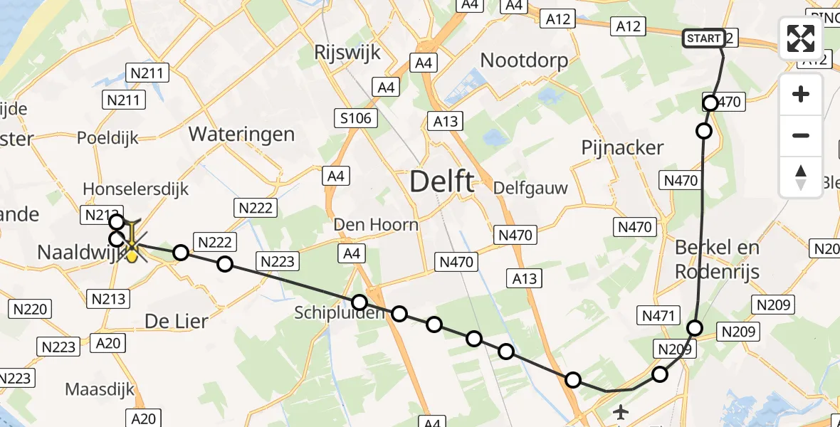 Routekaart van de vlucht: Lifeliner 2 naar Honselersdijk, Samanthagang