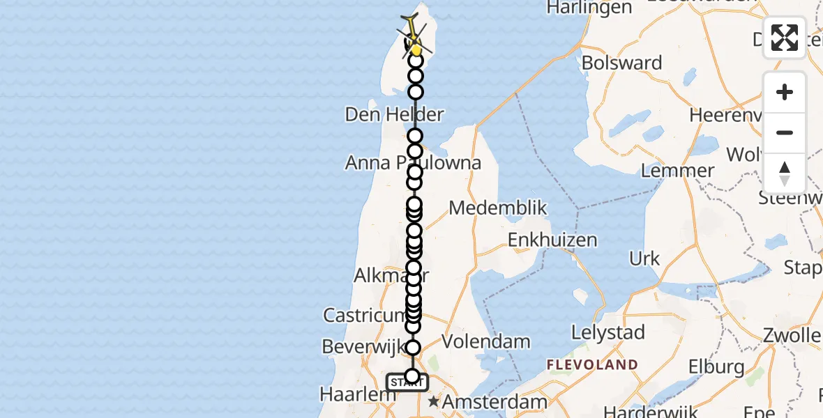 Routekaart van de vlucht: Lifeliner 1 naar Texel International Airport, Lipariweg