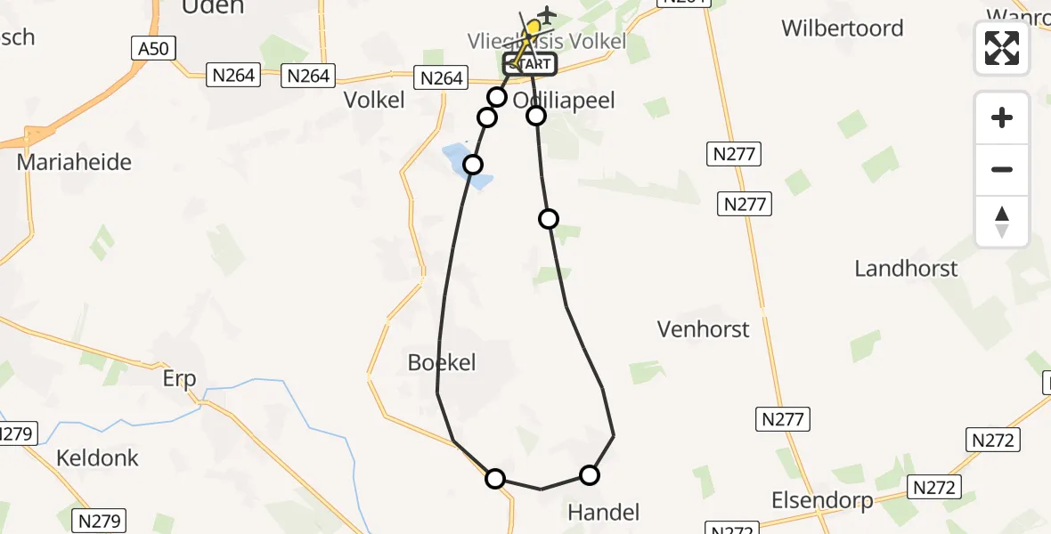 Routekaart van de vlucht: Lifeliner 3 naar Vliegbasis Volkel, Oosterheidestraat