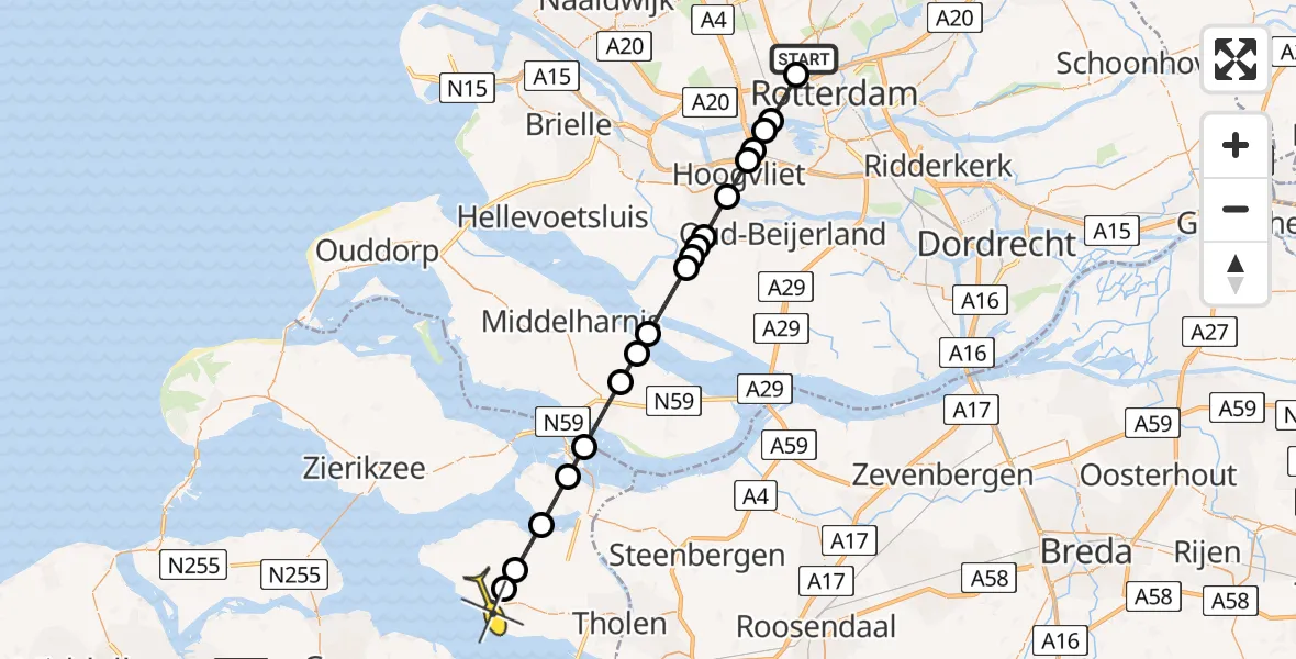 Routekaart van de vlucht: Lifeliner 2 naar Sint-Maartensdijk, Van der Duijn van Maasdamweg