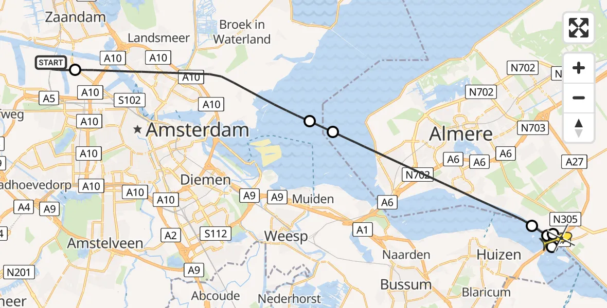 Routekaart van de vlucht: Lifeliner 1 naar Almere, Lipariweg