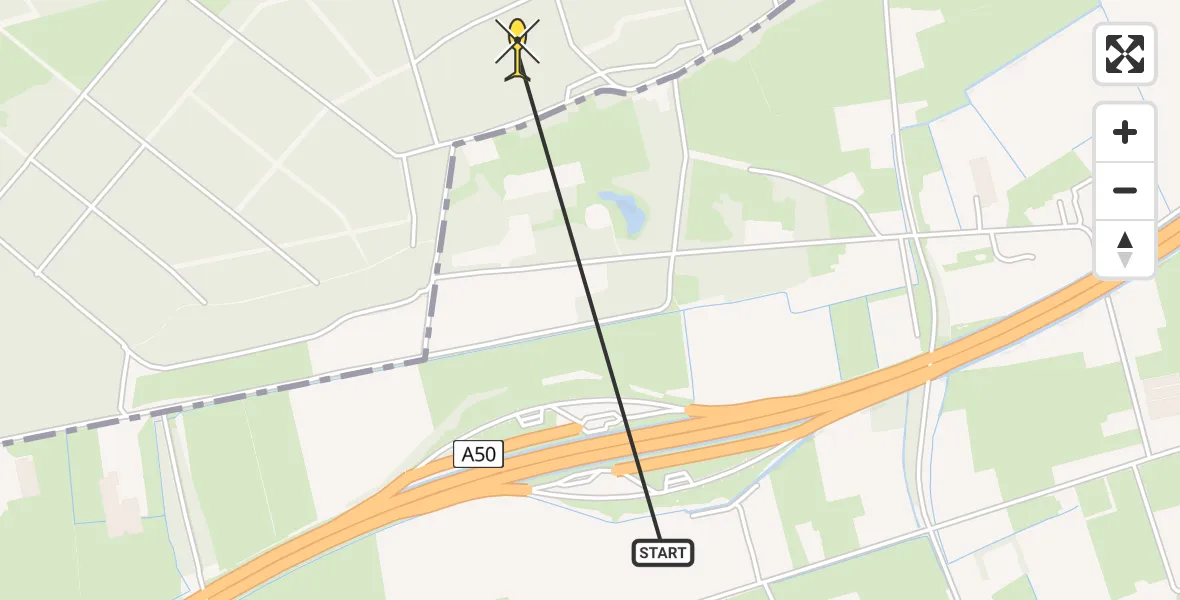 Routekaart van de vlucht: Traumaheli naar Herpen, Domineeshoef