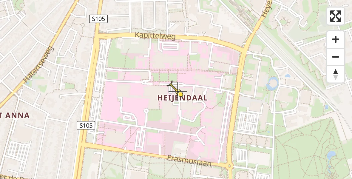 Routekaart van de vlucht: Traumahelikopter naar Radboud Universitair Medisch Centrum