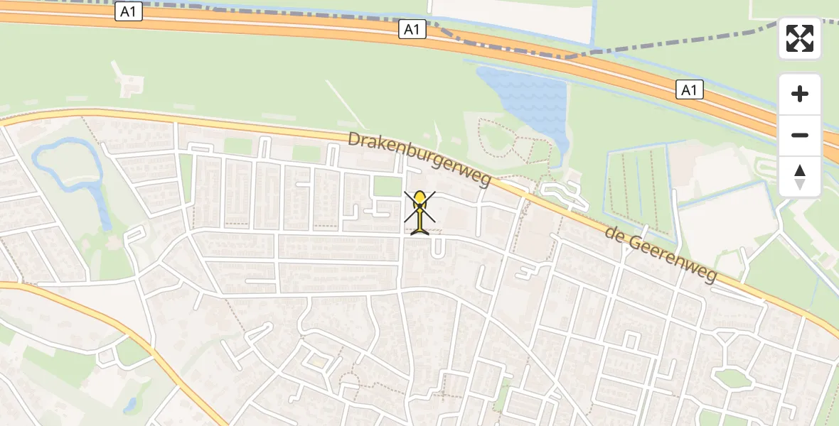 Routekaart van de vlucht: Lifeliner 1 naar Baarn