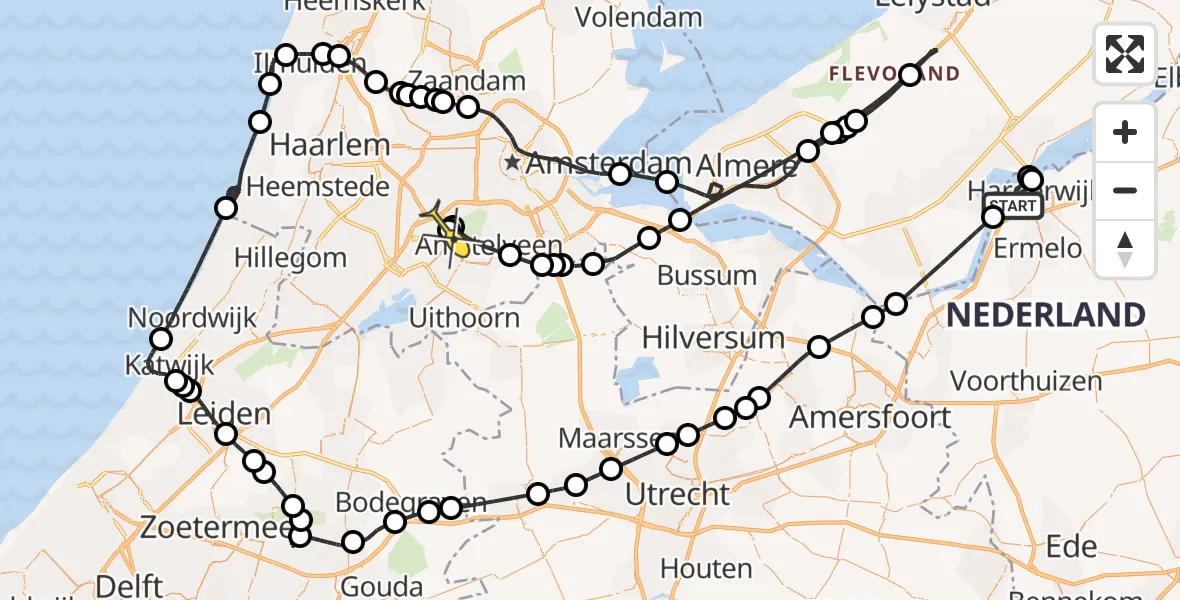 Routekaart van de vlucht: Politieheli naar Schiphol, Thermiekstraat