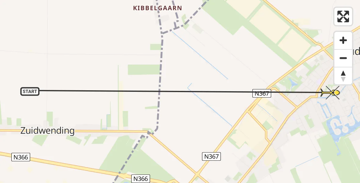 Routekaart van de vlucht: Lifeliner 4 naar Oude Pekela, Scholtenswijk