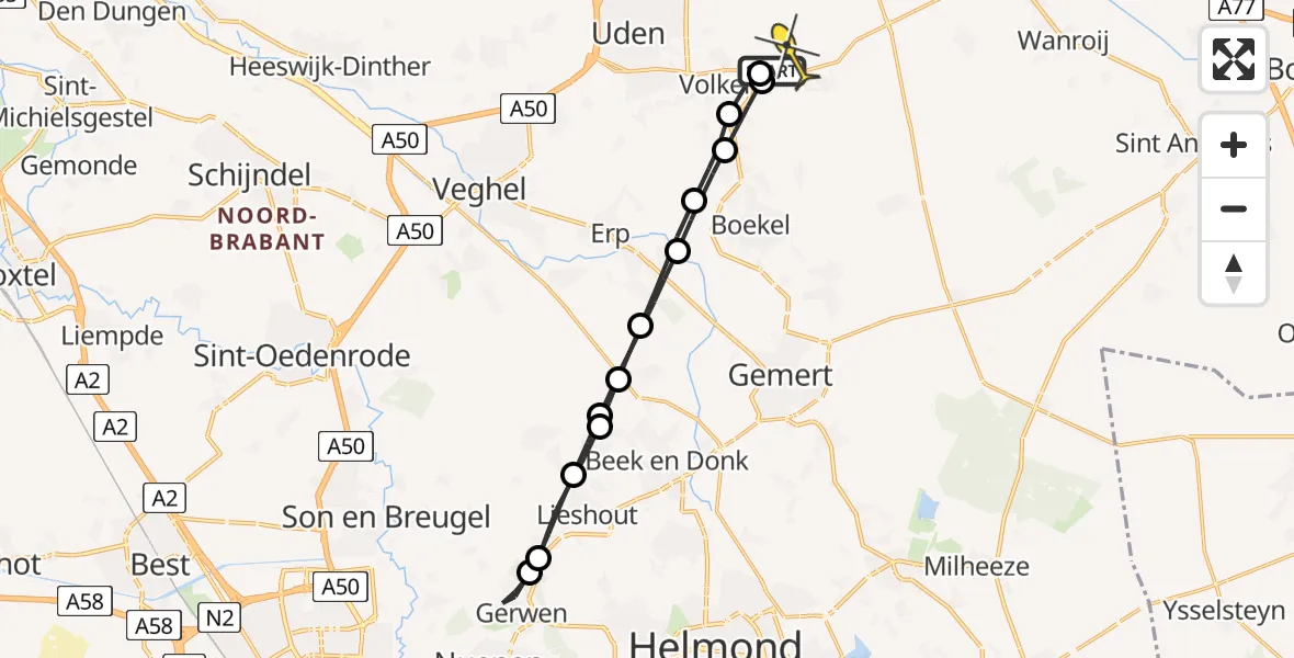 Routekaart van de vlucht: Lifeliner 3 naar Vliegbasis Volkel, Luttelweg